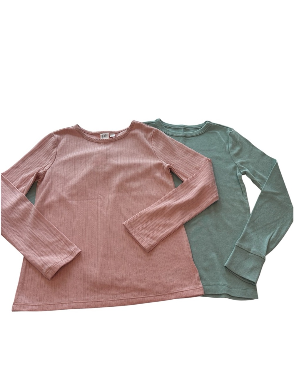 GAP Kids Long Sleeve Tee Ribbed Pink & Gymboree Sage Green Girls Size Large